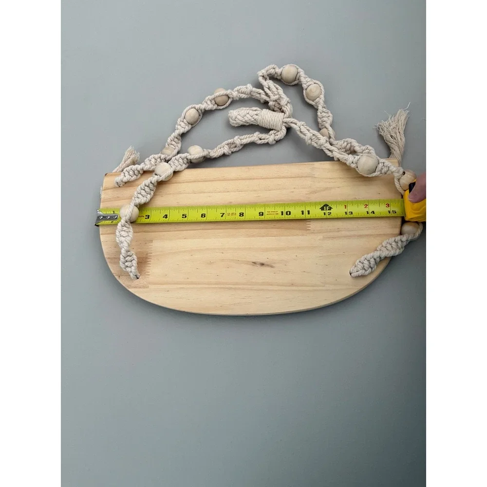 New Macrame Hanging Shelf Wood Beads Bohemian Decor Home‎ Wall Plant Decor
